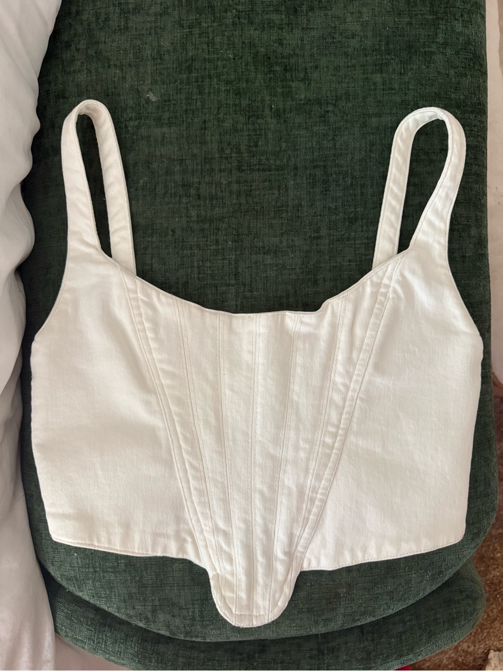Zara white denim corset cropped tank top size small